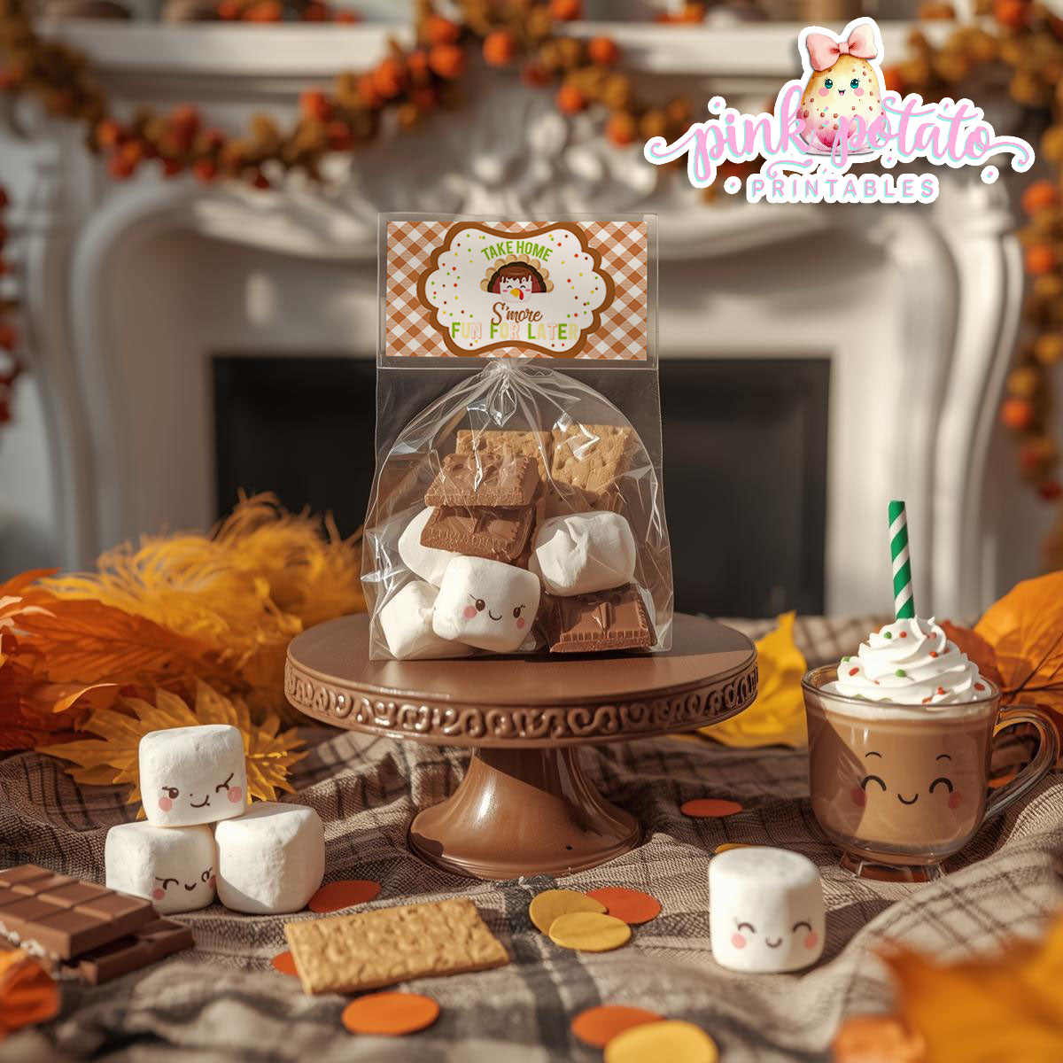 Thanksgiving S'mores-Treat Bag Topper-Bag Topper-Smores Favor-Thanksgiving Favors-Smores Bar-Smores-Party Printable-Digital-INSTANT DOWNLOAD