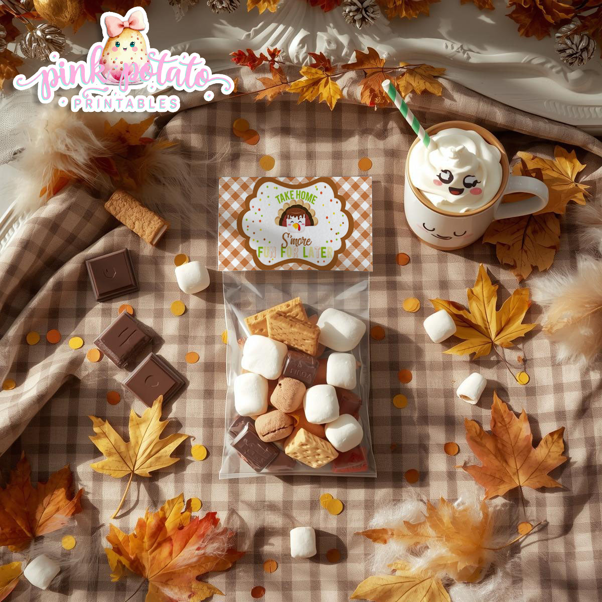 Thanksgiving S'mores-Treat Bag Topper-Bag Topper-Smores Favor-Thanksgiving Favors-Smores Bar-Smores-Party Printable-Digital-INSTANT DOWNLOAD