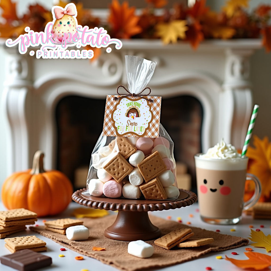 Thanksgiving S'mores-Treat Bag Topper-Bag Topper-Smores Favor-Thanksgiving Favors-Smores Bar-Smores-Party Printable-Digital-INSTANT DOWNLOAD