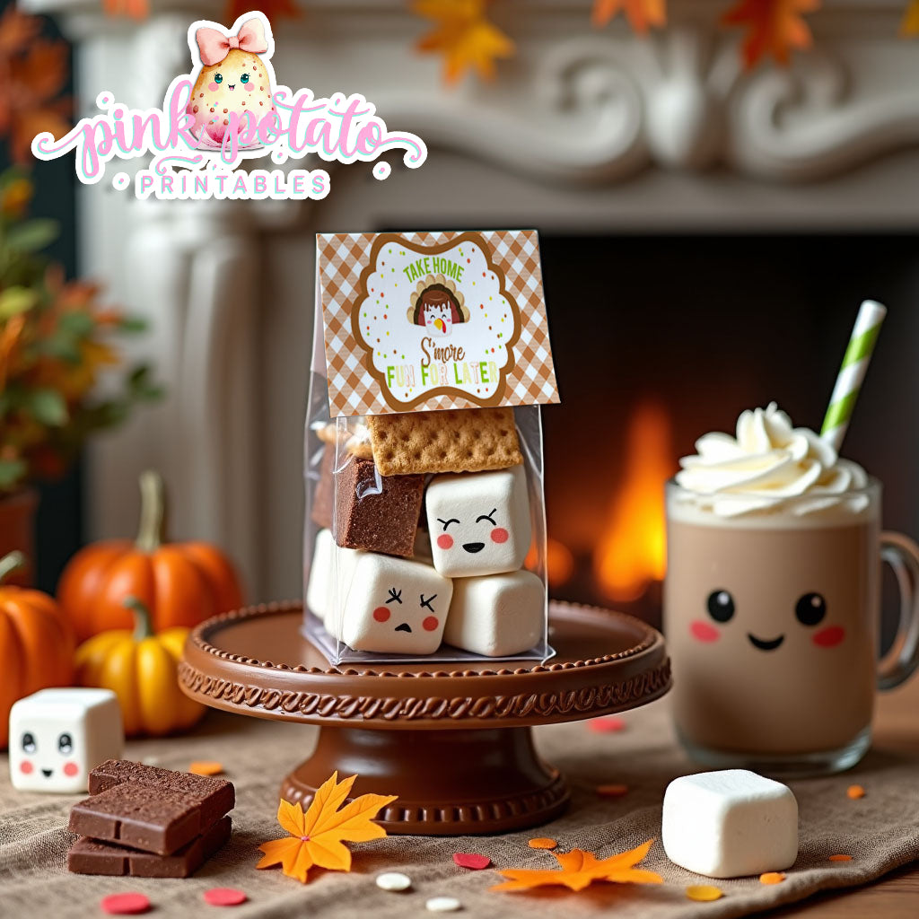 Thanksgiving S'mores-Treat Bag Topper-Bag Topper-Smores Favor-Thanksgiving Favors-Smores Bar-Smores-Party Printable-Digital-INSTANT DOWNLOAD