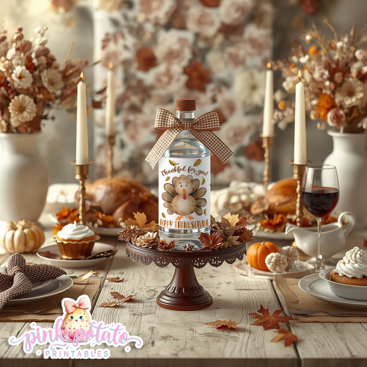 Turkey Day II-Water Bottle Labels-Printable-Thanksgiving Labels-Thanksgiving Dinner-Holiday Party-Pumpkin Pie-INSTANT DOWNLOAD