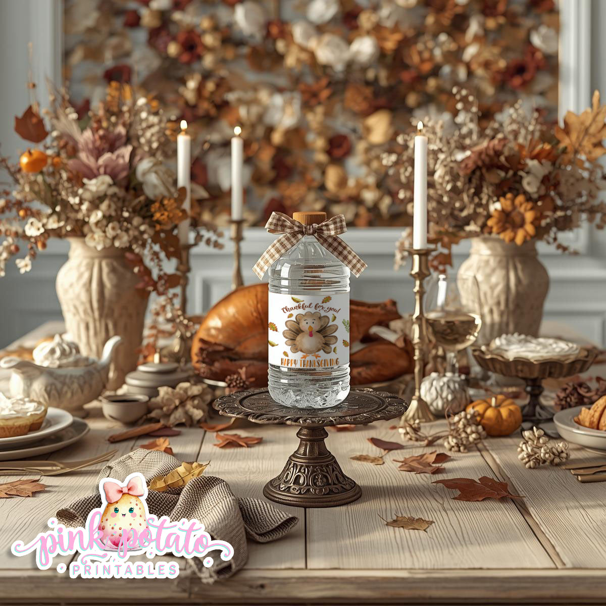 Turkey Day II-Water Bottle Labels-Printable-Thanksgiving Labels-Thanksgiving Dinner-Holiday Party-Pumpkin Pie-INSTANT DOWNLOAD