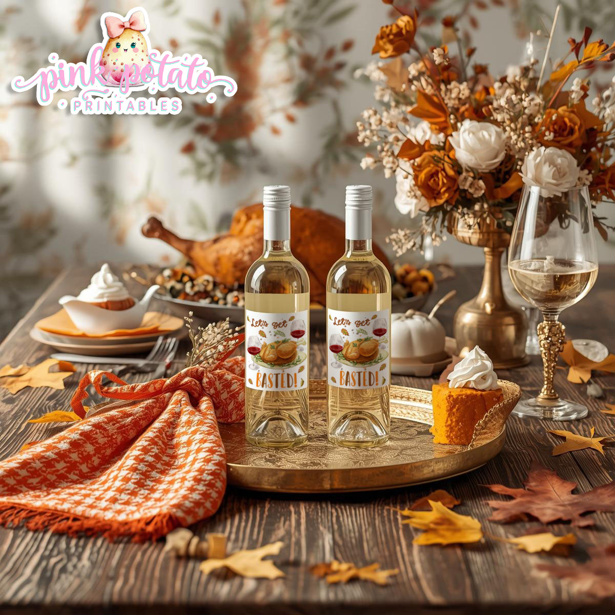 Turkey Day I-Mini Wine Bottle Labels-187ml Wine Bottles-Printable-Thanksgiving Labels-Thanksgiving Dinner-Holiday Party-INSTANT DOWNLOAD