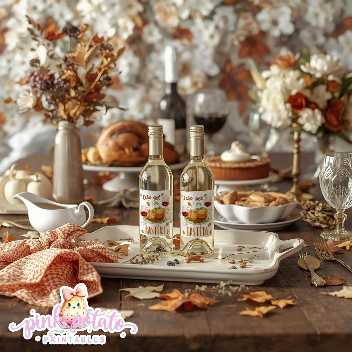 Turkey Day I-Mini Wine Bottle Labels-187ml Wine Bottles-Printable-Thanksgiving Labels-Thanksgiving Dinner-Holiday Party-INSTANT DOWNLOAD