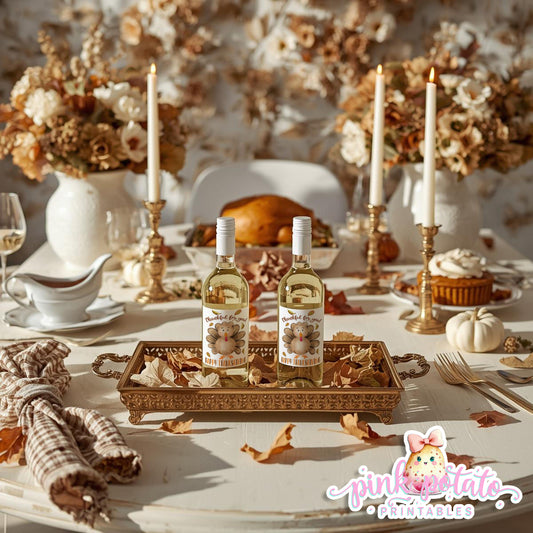 Turkey Day II-Mini Wine Bottle Labels-187ml Wine Bottles-Printable-Thanksgiving Labels-Thanksgiving Dinner-Holiday Party-INSTANT DOWNLOAD