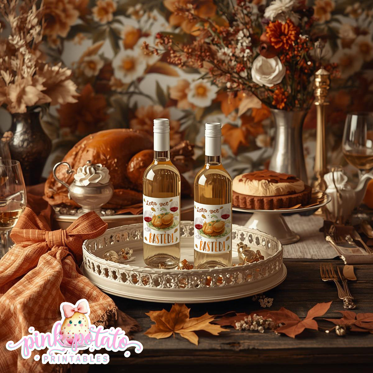 Turkey Day I-Mini Wine Bottle Labels-187ml Wine Bottles-Printable-Thanksgiving Labels-Thanksgiving Dinner-Holiday Party-INSTANT DOWNLOAD