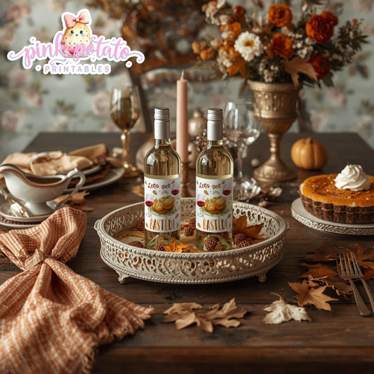 Turkey Day I-Mini Wine Bottle Labels-187ml Wine Bottles-Printable-Thanksgiving Labels-Thanksgiving Dinner-Holiday Party-INSTANT DOWNLOAD