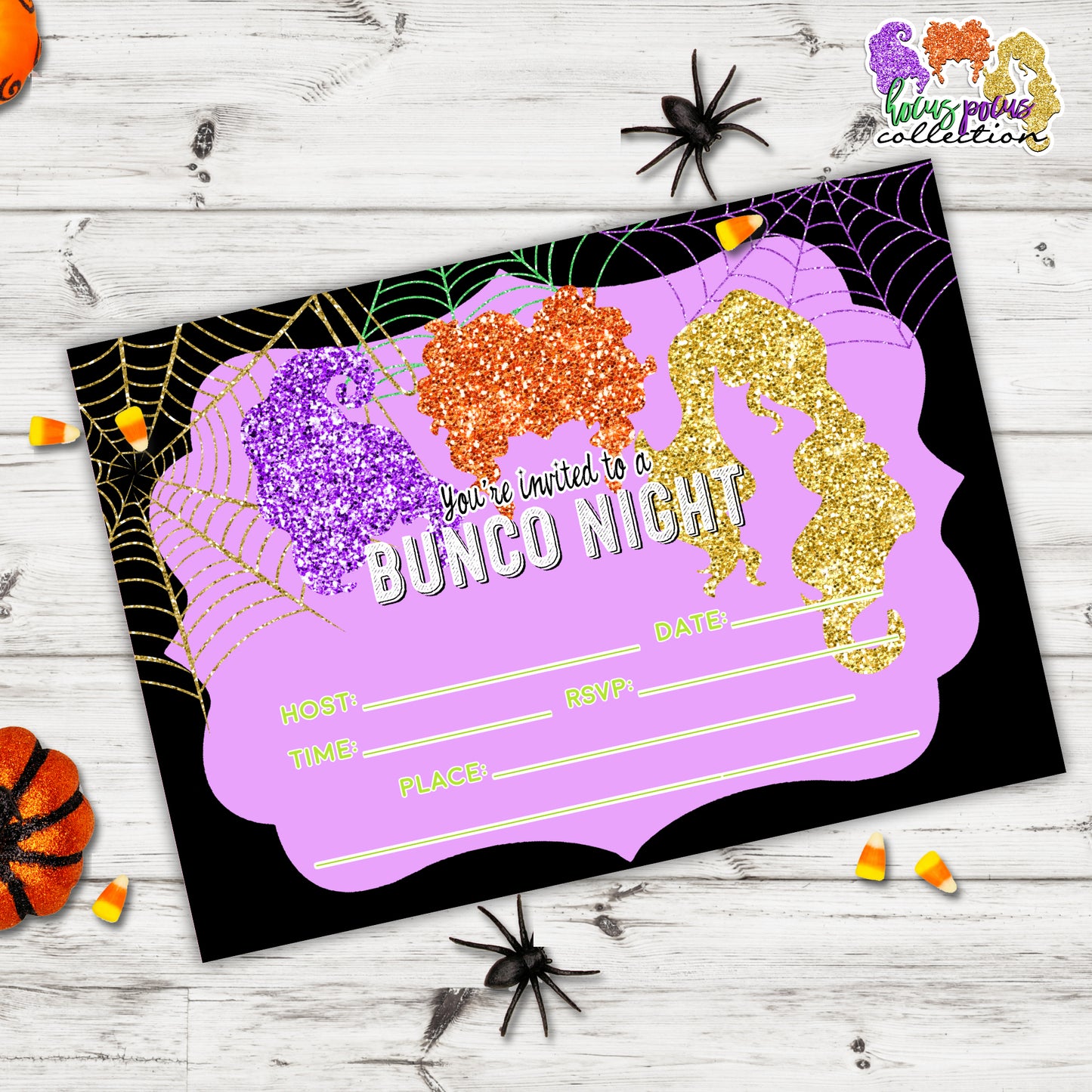 Hocus Pocus Bunco WITH Invitation-Halloween Party Printable-Fill In Invite-Score Cards-Tally Cards-Bunko-Holiday-Digital-INSTANT DOWNLOAD