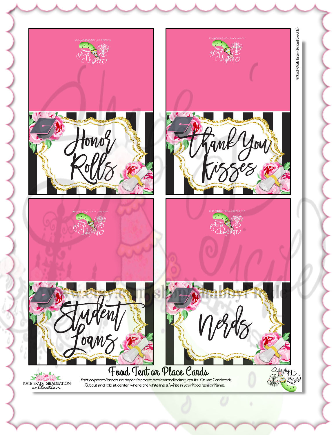 Kate Spade Inspired Graduation Candy Buffet-Pink-Candy Bar-16 Candy Signs-Candy Bar Sign-Class of-Graduation Party-Printable-INSTANT DOWNLOAD