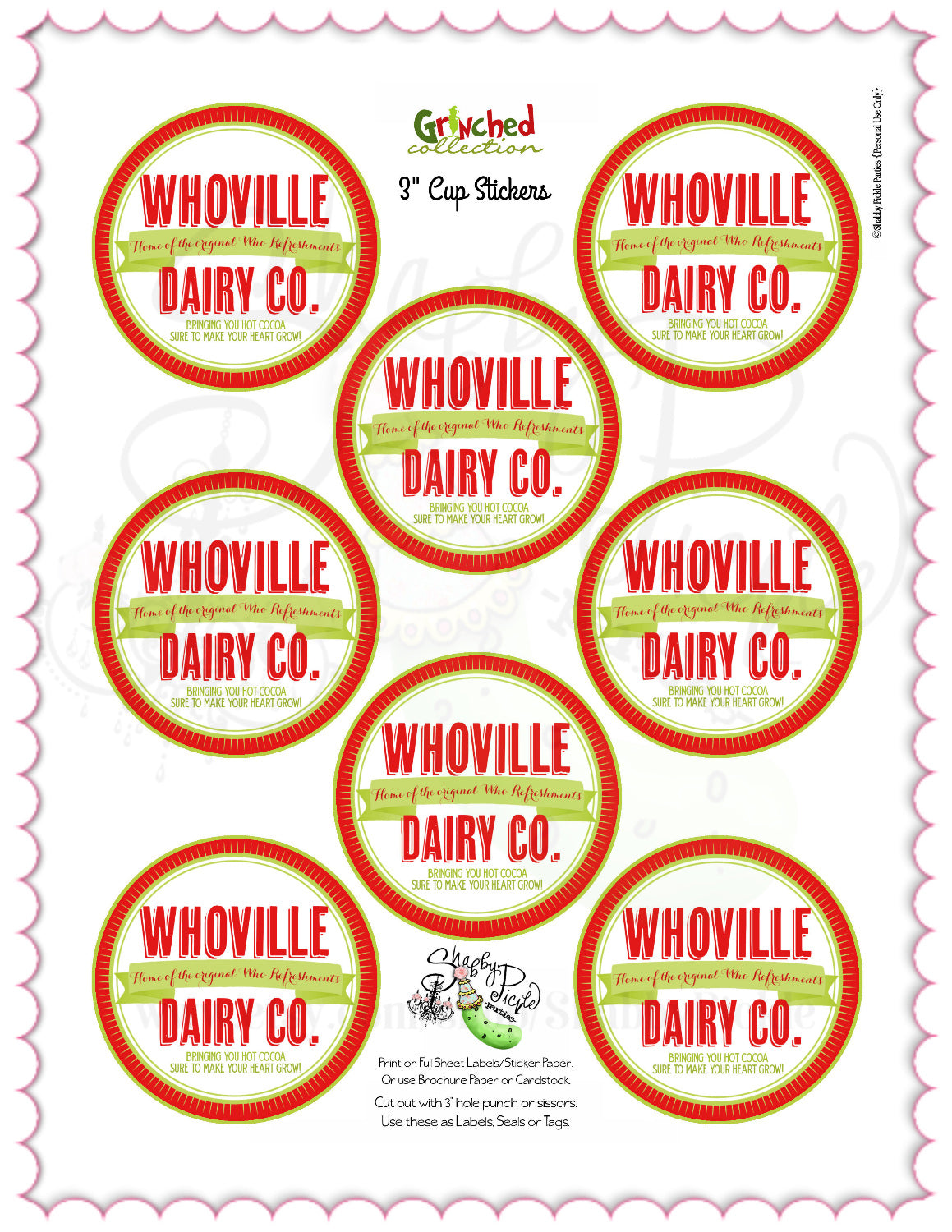 Grinched-Cocoa Bar-Printable-Hot Cocoa Station-Full Piece-8 Items in Set-Christmas-Grinch Party-Hot Chocolate Printables-INSTANT DOWNLOAD