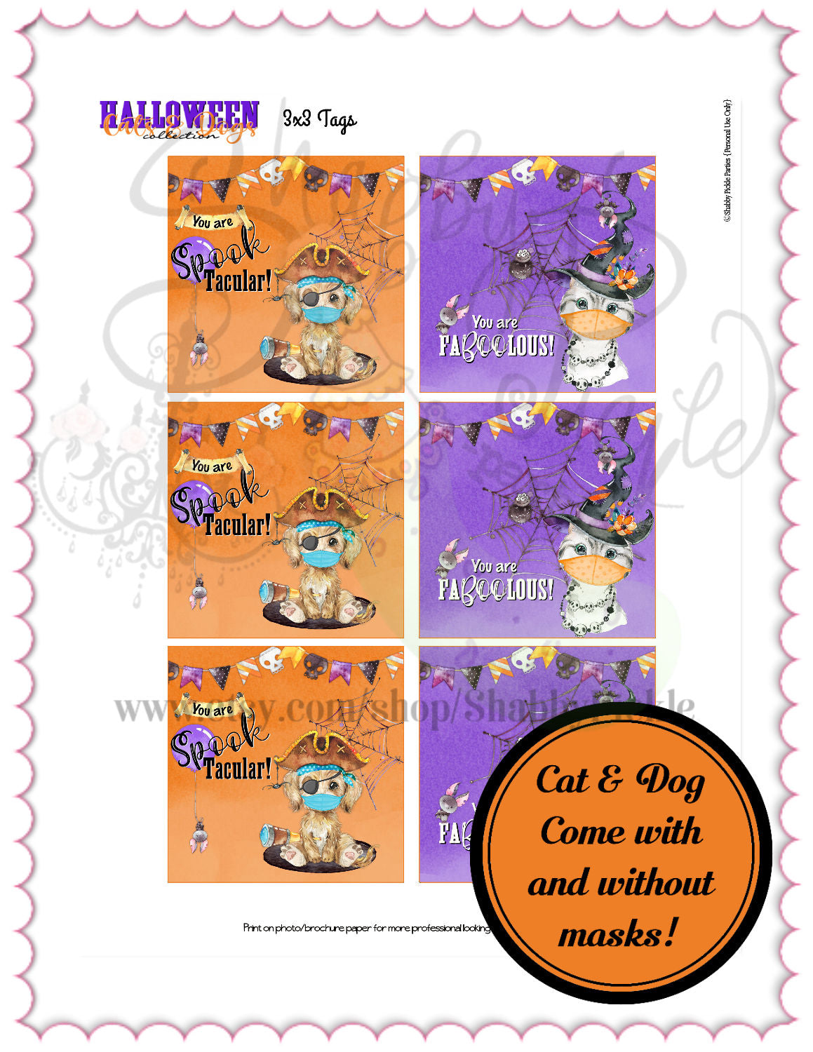 Halloween Cat & Dog-Tags-Halloween-Printable-Favor Tags-Gift Tags-Party Tags-Halloween Party-Covid Halloween-Pirate-Witch-INSTANT DOWNLOAD