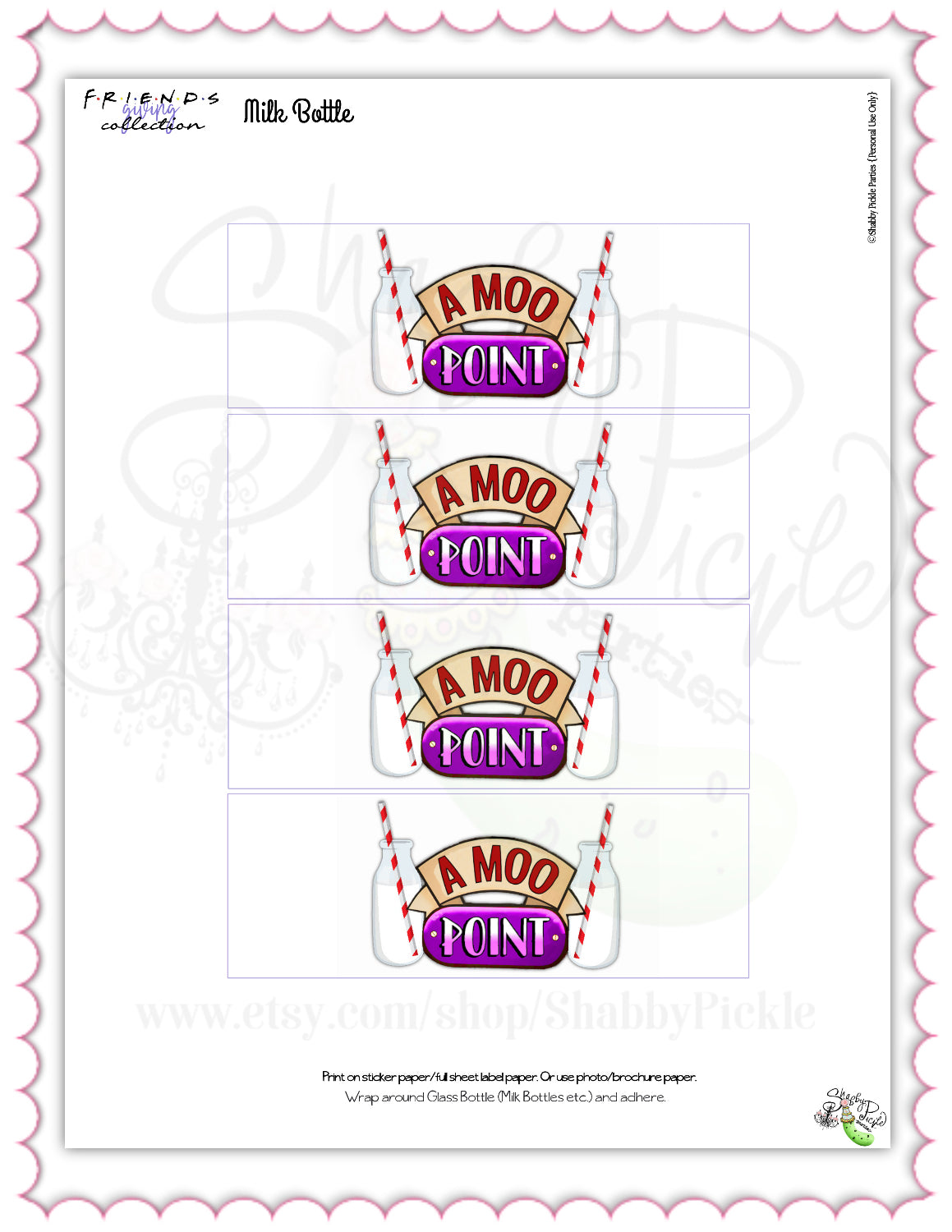 Friendsgiving-Milk Bottle Labels-Printable-Friends Giving-Its a Moo Point-Thanksgiving Dinner-Holiday Party-Pumpkin Pie-INSTANT DOWNLOAD