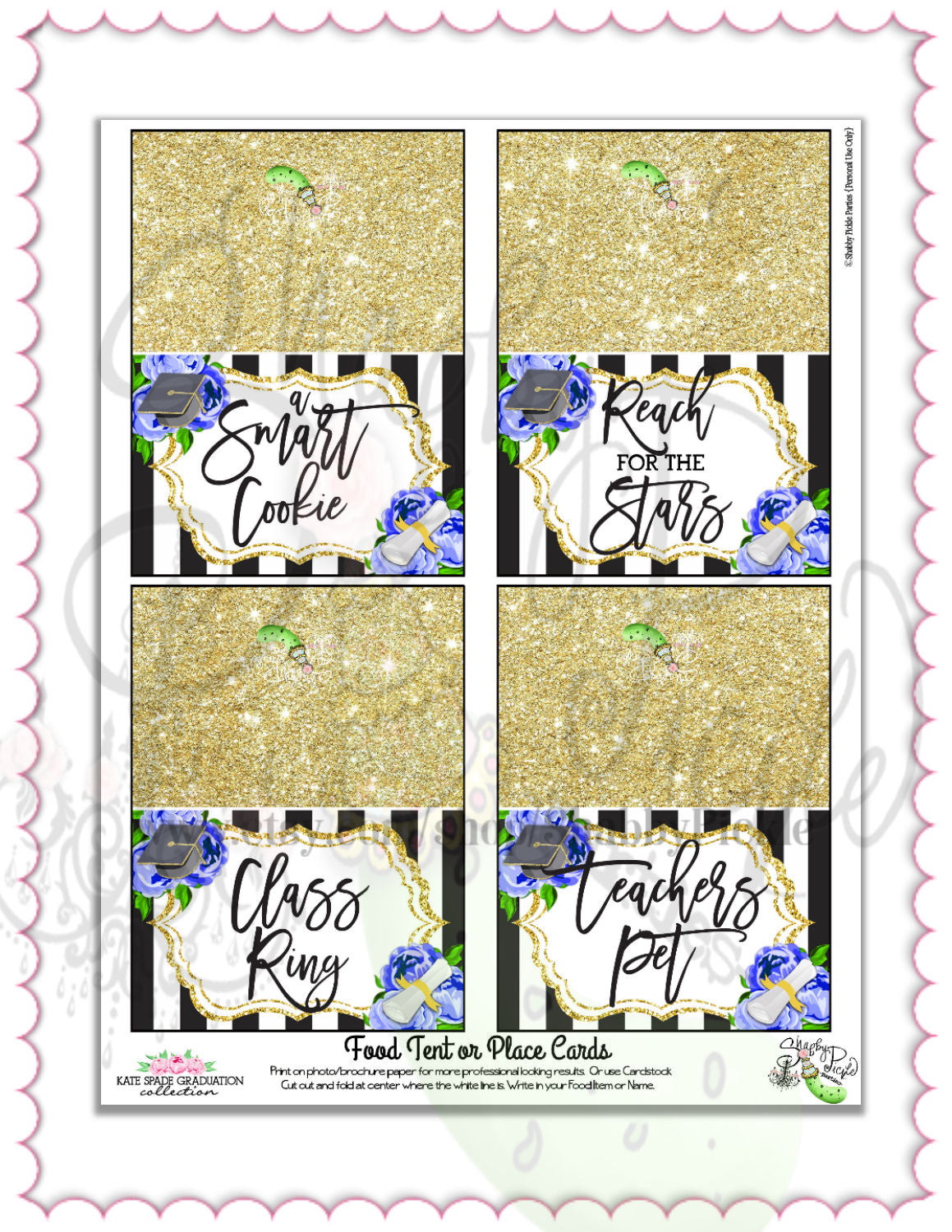 Kate Spade Inspired Graduation Candy Buffet-Blue-Candy Bar-16 Candy Signs-Candy Bar Sign-Class of-Graduation Party-Printable-INSTANT DOWNLOAD