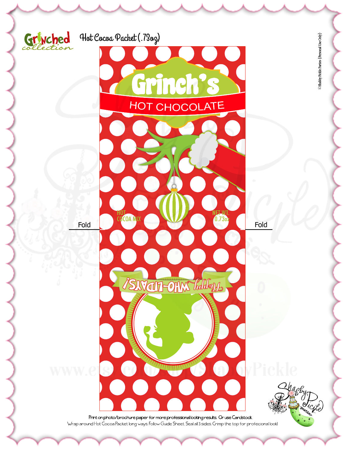 Grinched-Cocoa Bar-Printable-Hot Cocoa Station-Full Piece-8 Items in Set-Christmas-Grinch Party-Hot Chocolate Printables-INSTANT DOWNLOAD