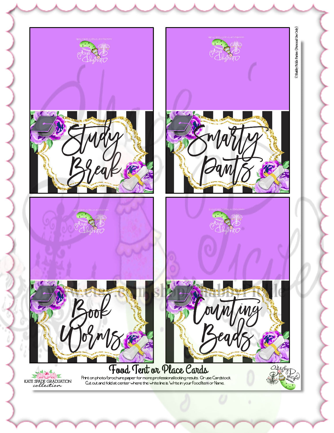 Kate Spade Inspired Graduation Candy Buffet-Purple-Candy Bar-16 Candy Signs-Candy Bar Sign-Class of-Graduation Party-Printable-INSTANT DOWNLOAD