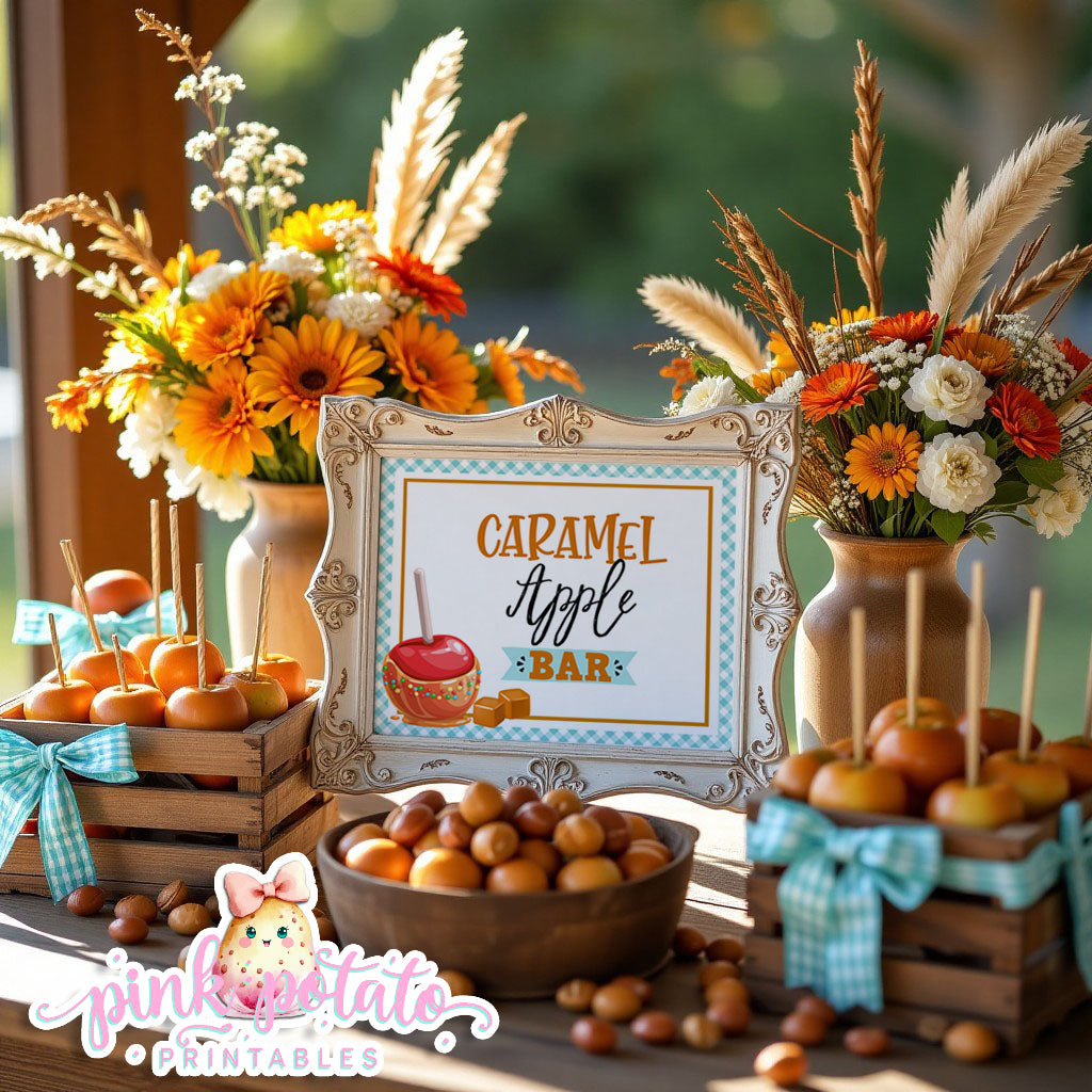 Caramel Apple-Caramel Apple Bar Directions-Buffet Bar How To-Toffee Apple-Caramel Apple Bar-Prefilled Directions-Digital-INSTANT DOWNLOAD
