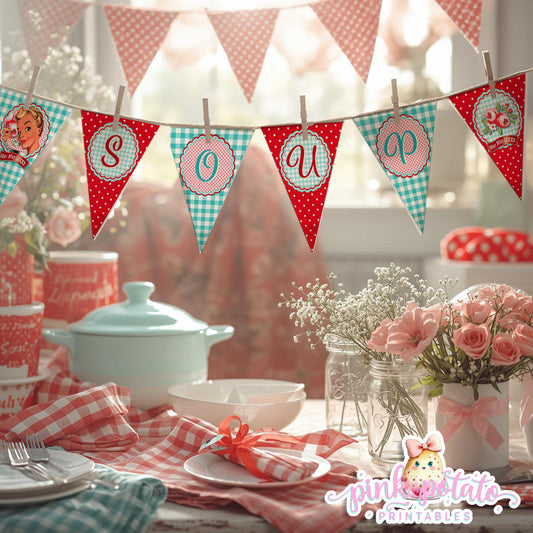 Soups On-Soup Swap Banner Pieces-Bunting Banner-Soup Exchange-Soup Theme-Soup Party Printable-Digital-INSTANT DOWNLOAD