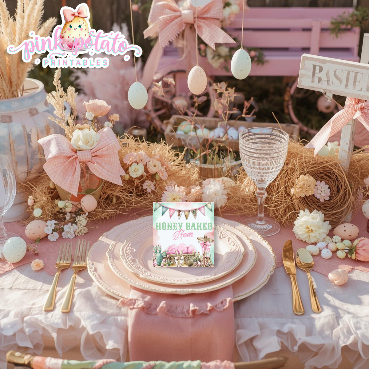 Bunny Trails-Editable Buffet Cards-Completely Editable in CORJL ONLY-Western Easter-Place Cards-Customize Tent Cards-Easter Sunday-Happy Easter-Easter Buffet-Cowgirl-Cowboy-Customize-INSTANT DOWNLOAD