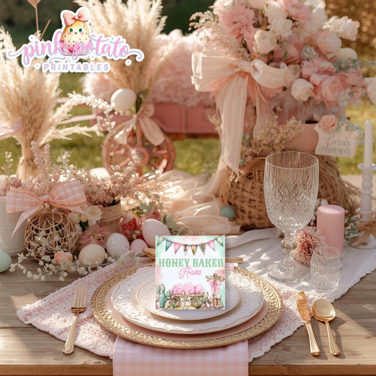 Bunny Trails-Editable Buffet Cards-Completely Editable in CORJL ONLY-Western Easter-Place Cards-Customize Tent Cards-Easter Sunday-Happy Easter-Easter Buffet-Cowgirl-Cowboy-Customize-INSTANT DOWNLOAD