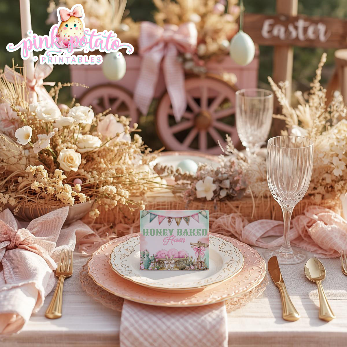 Bunny Trails-Editable Buffet Cards-Completely Editable in CORJL ONLY-Western Easter-Place Cards-Customize Tent Cards-Easter Sunday-Happy Easter-Easter Buffet-Cowgirl-Cowboy-Customize-INSTANT DOWNLOAD