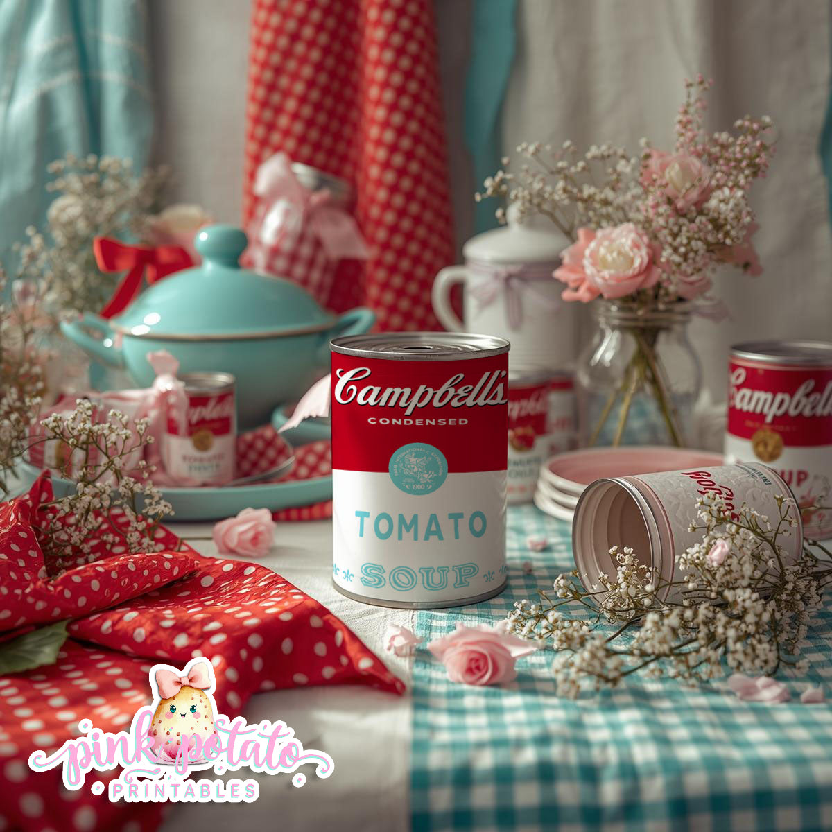 Soups On-{THEME} Party Printable-Editable-PeRsOnAliZe-Parties-Soup Social-Soup Can-Campbells-Neighbors Night-Soup Party-INSTANT DOWNLOAD