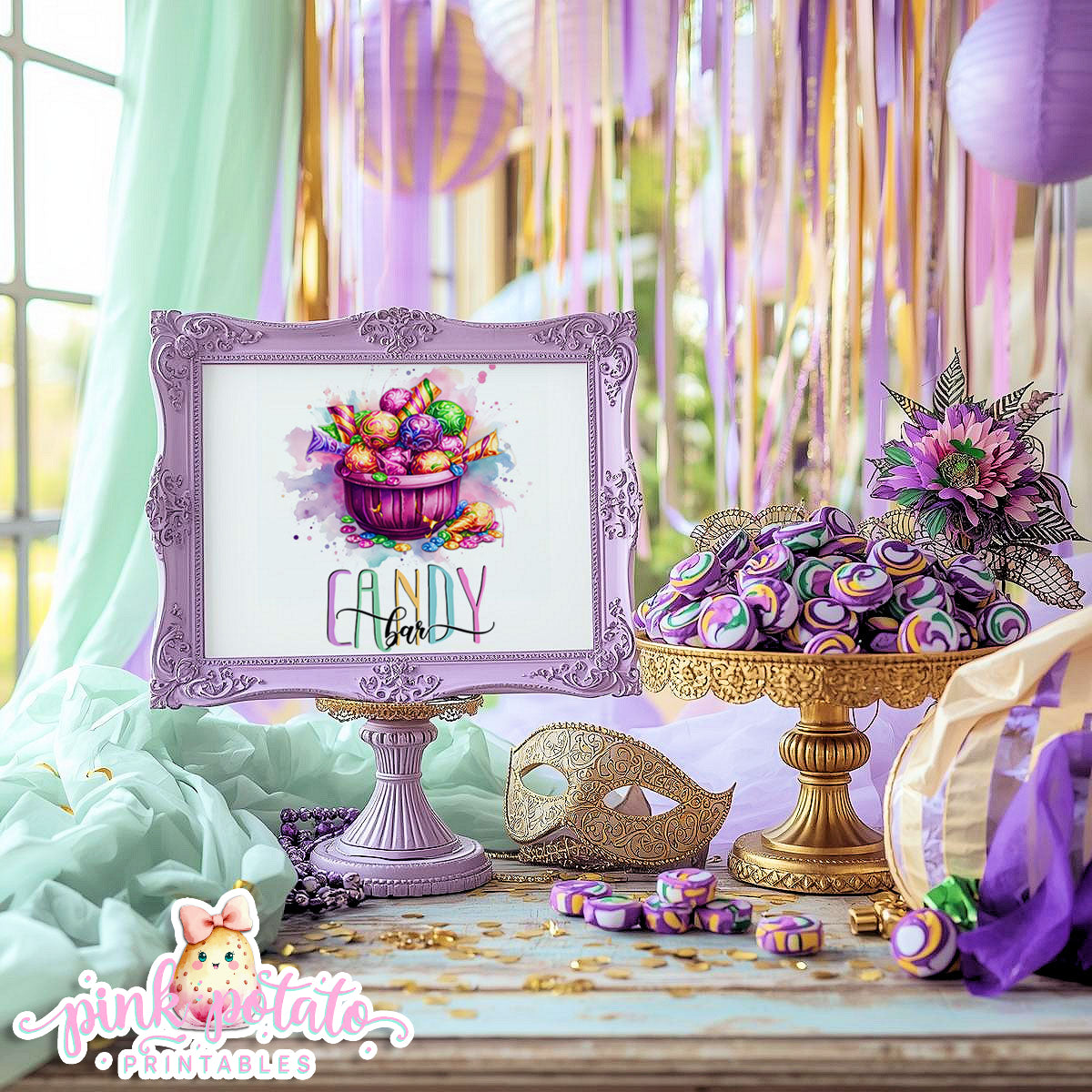 Mardi Gras-Party Signs-Dessert Table Sign-Cupcake Bar Sign-Candy Bar Sign-Mardi Gras Theme-Fat Tuesday-Party Printable-Digi-INSTANT DOWNLOAD