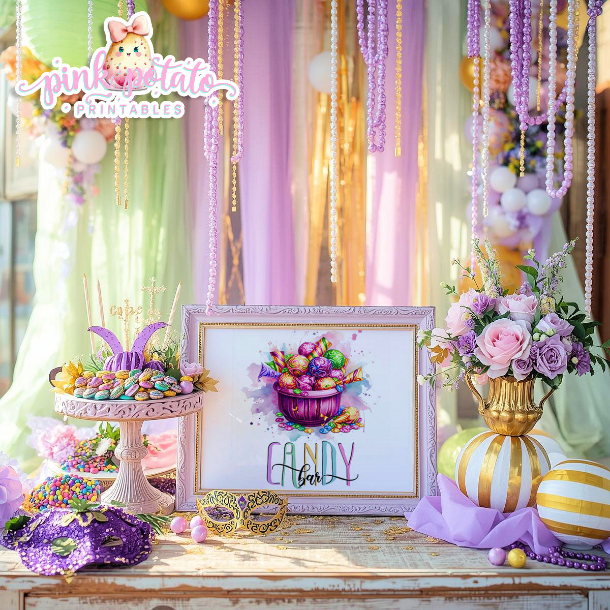 Mardi Gras-Party Signs-Dessert Table Sign-Cupcake Bar Sign-Candy Bar Sign-Mardi Gras Theme-Fat Tuesday-Party Printable-Digi-INSTANT DOWNLOAD