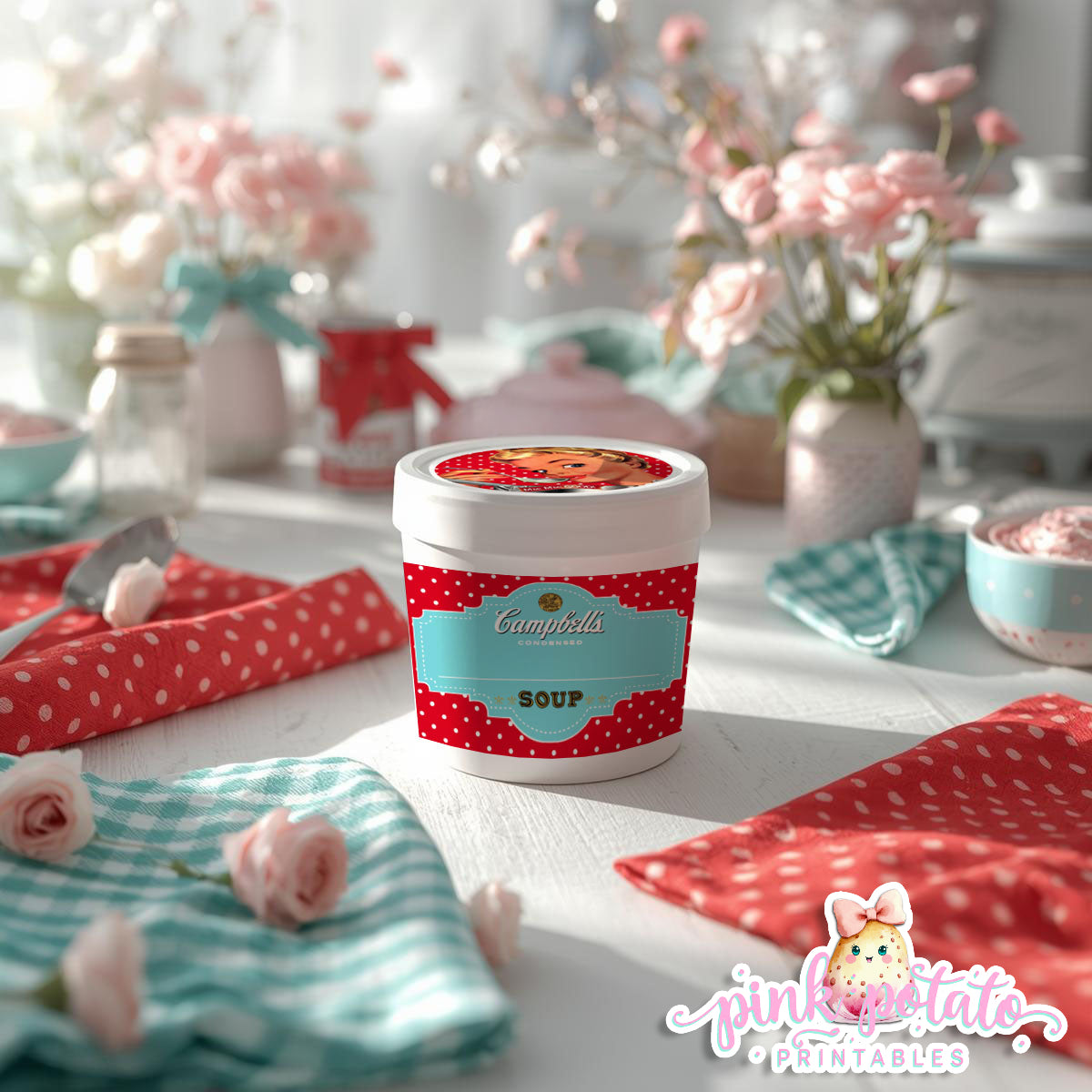 Soups On-{THEME} Party Printable-Editable-PeRsOnAliZe-Parties-Soup Social-Soup Can-Campbells-Neighbors Night-Soup Party-INSTANT DOWNLOAD