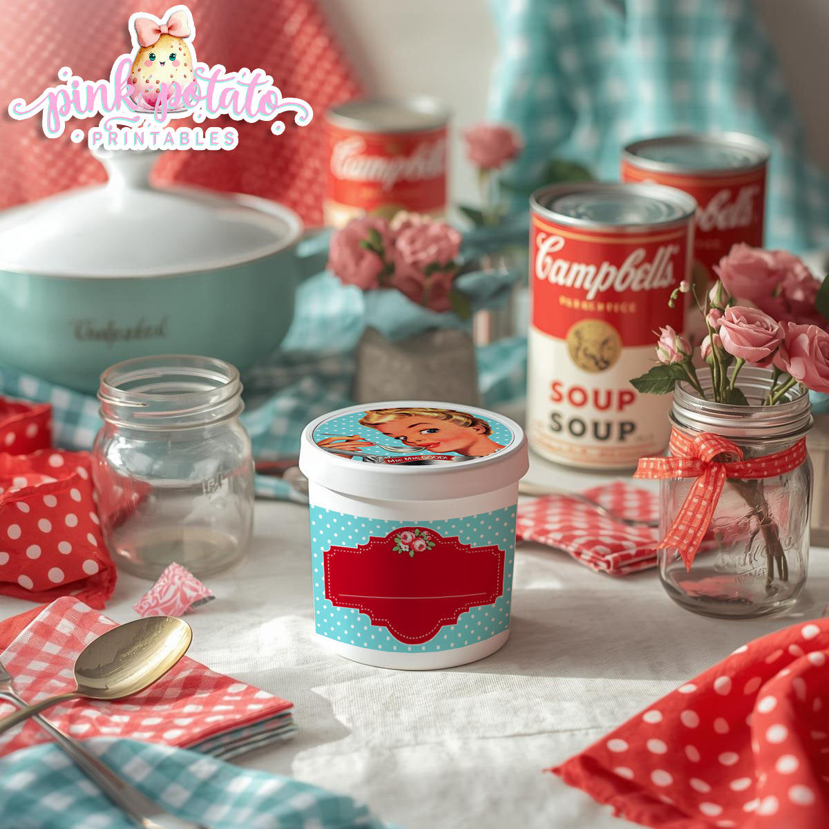 Soups On-{PLAIN} Party Printable-Editable-PeRsOnAliZe-Parties-Soup Social-Soup Can-Campbells-Neighbors Night-Soup Party-INSTANT DOWNLOAD