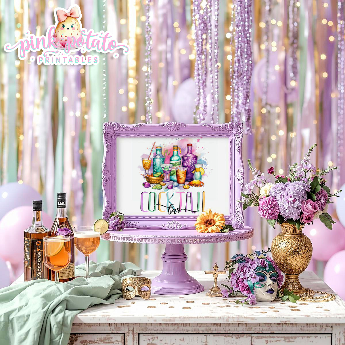 Mardi Gras-Party Signs-Cocktail Bar Sign-Drink Station Sign-Mardi Gras Theme-Fat Tuesday-Buffet Signs-Party Printable-Digital-INSTANT DOWNLOAD