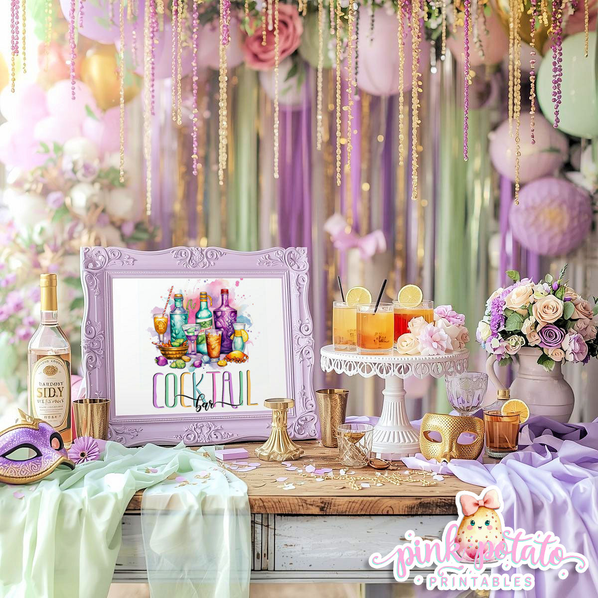 Mardi Gras-Party Signs-Cocktail Bar Sign-Drink Station Sign-Mardi Gras Theme-Fat Tuesday-Buffet Signs-Party Printable-Digital-INSTANT DOWNLOAD