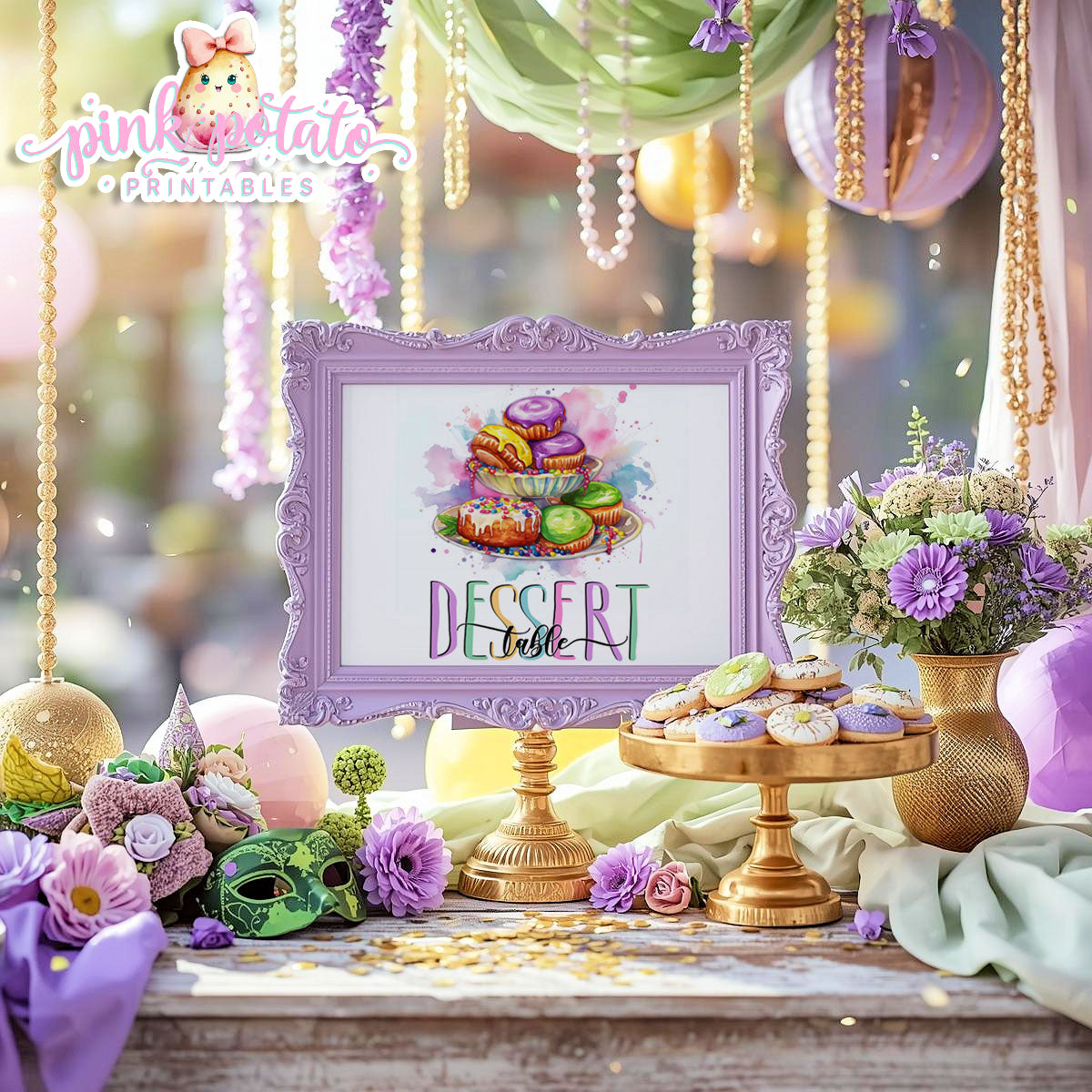 Mardi Gras-Party Signs-Dessert Table Sign-Cupcake Bar Sign-Candy Bar Sign-Mardi Gras Theme-Fat Tuesday-Party Printable-Digi-INSTANT DOWNLOAD