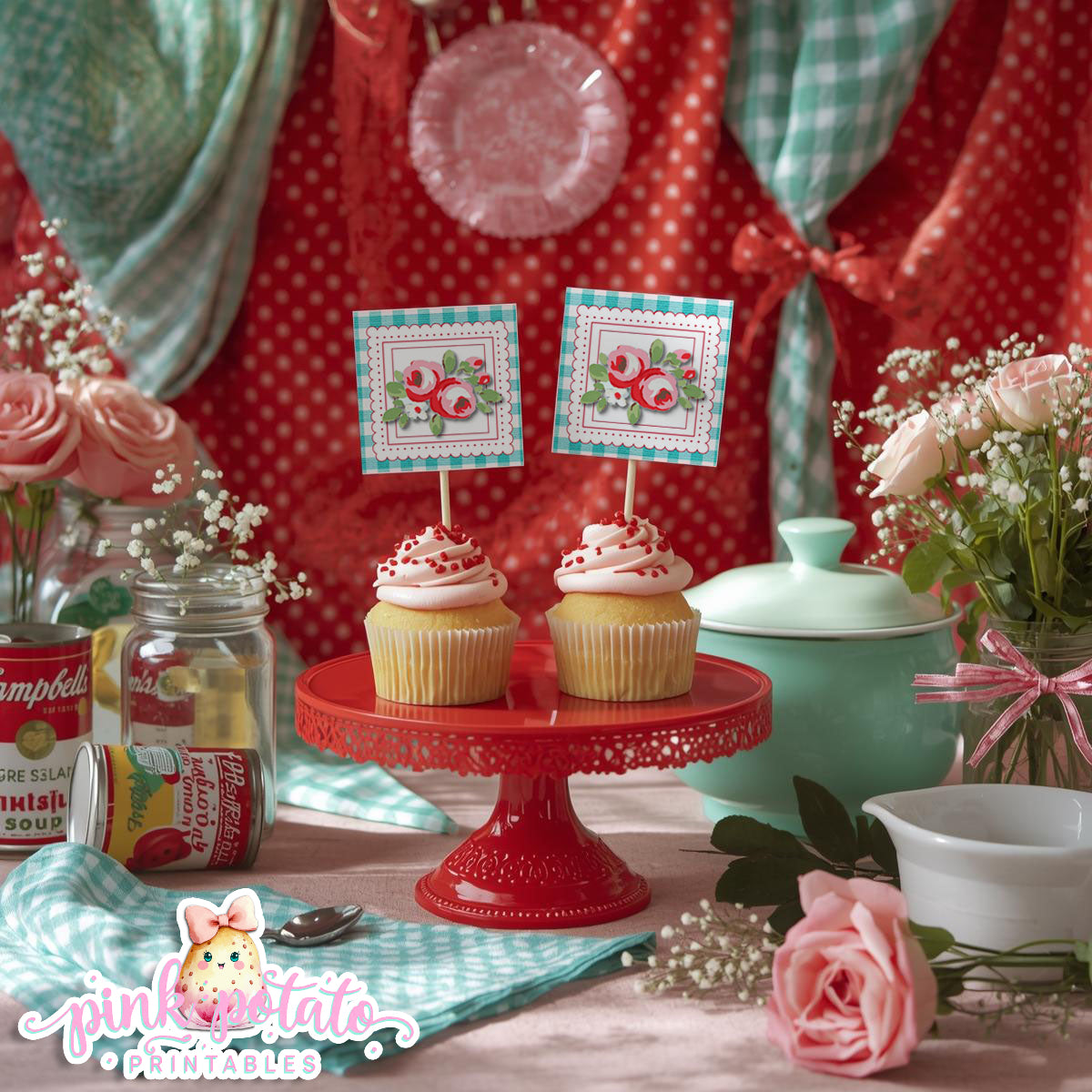 Soups On-Soup Swap-Cupcake Topper-Cupcake Wrappers-Soup Exchange-Soup Theme-Soup Party Printable-Digital-INSTANT DOWNLOAD