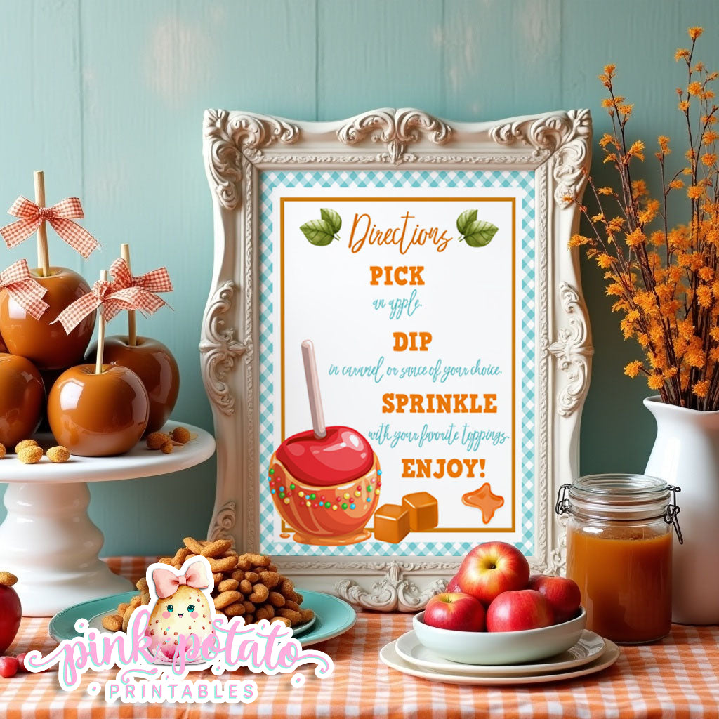 Caramel Apple-Caramel Apple Bar Directions-Buffet Bar How To-Toffee Apple-Caramel Apple Bar-Prefilled Directions-Digital-INSTANT DOWNLOAD