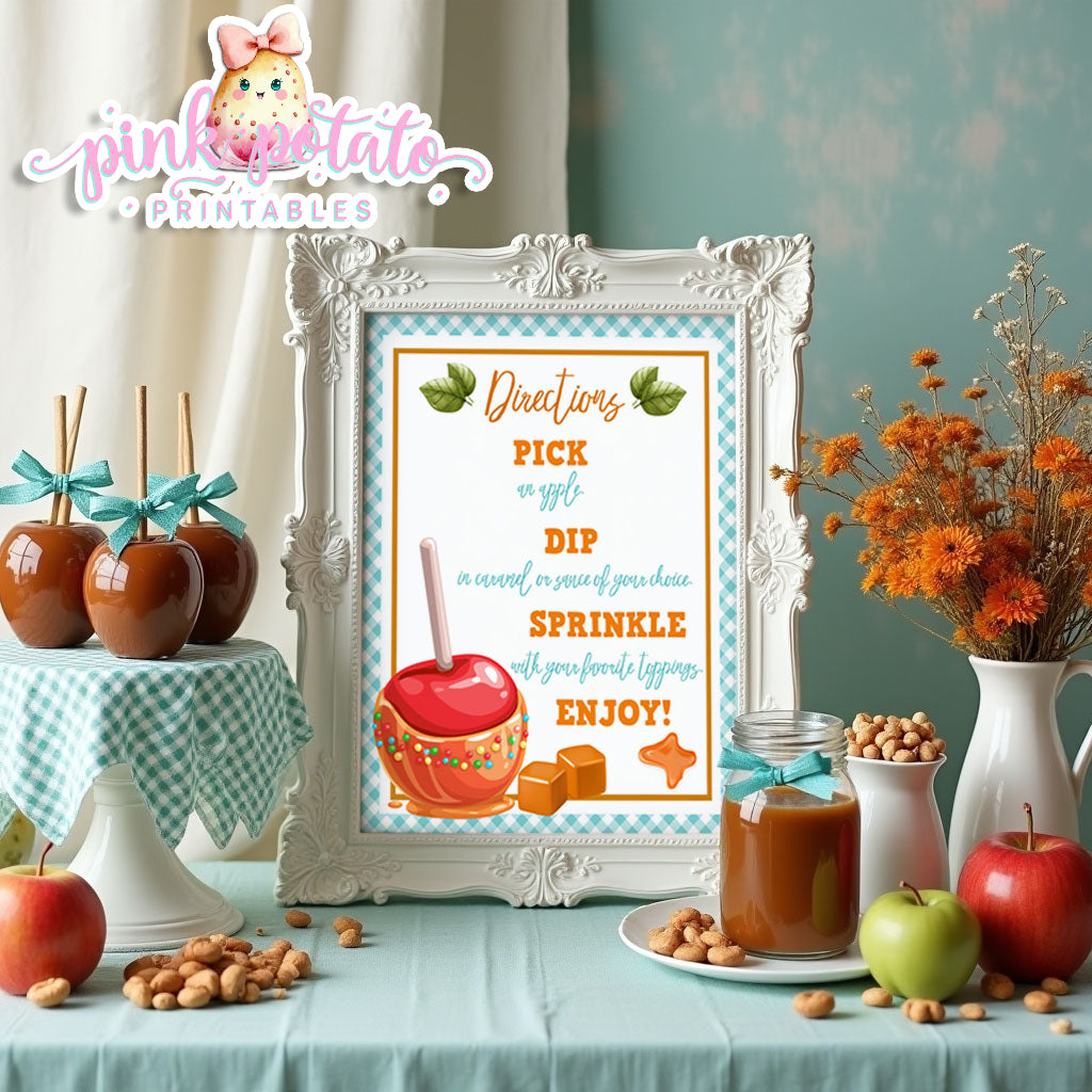 Caramel Apple-Caramel Apple Bar Directions-Buffet Bar How To-Toffee Apple-Caramel Apple Bar-Prefilled Directions-Digital-INSTANT DOWNLOAD