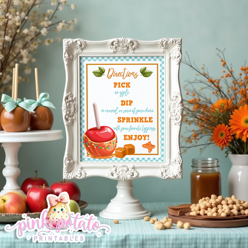 Caramel Apple-Caramel Apple Bar Directions-Buffet Bar How To-Toffee Apple-Caramel Apple Bar-Prefilled Directions-Digital-INSTANT DOWNLOAD