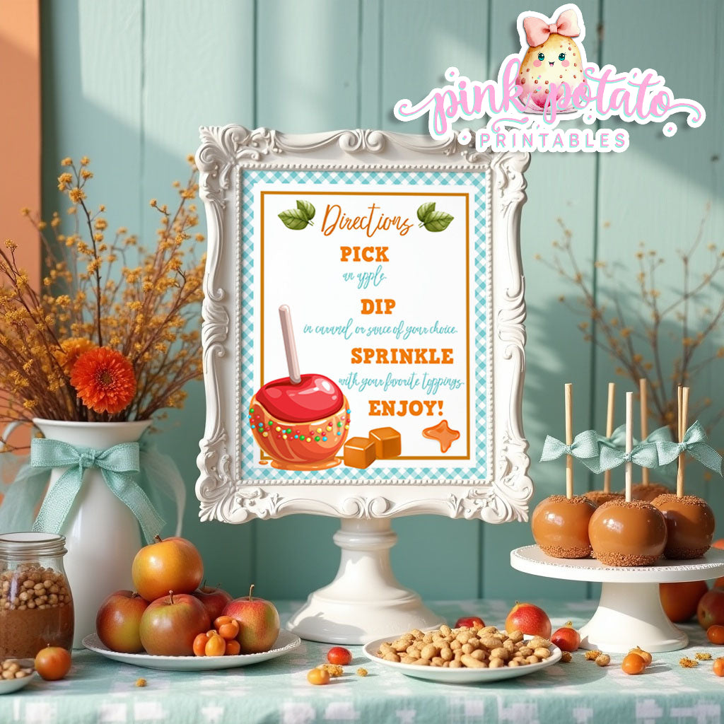 Caramel Apple-Caramel Apple Bar Directions-Buffet Bar How To-Toffee Apple-Caramel Apple Bar-Prefilled Directions-Digital-INSTANT DOWNLOAD