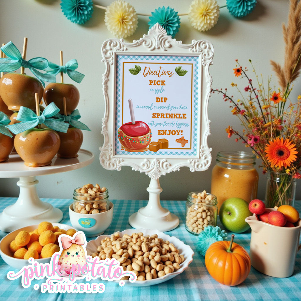 Caramel Apple-Caramel Apple Bar Directions-Buffet Bar How To-Toffee Apple-Caramel Apple Bar-Prefilled Directions-Digital-INSTANT DOWNLOAD