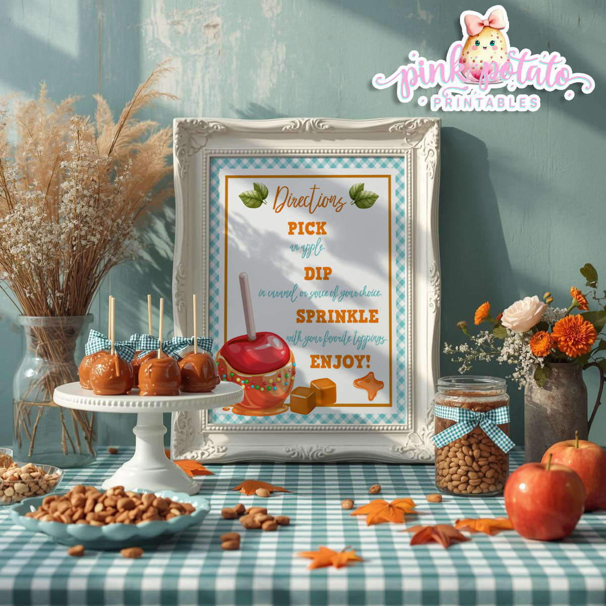 Caramel Apple-Caramel Apple Bar Directions-Buffet Bar How To-Toffee Apple-Caramel Apple Bar-Prefilled Directions-Digital-INSTANT DOWNLOAD