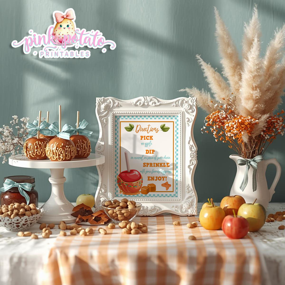 Caramel Apple-Caramel Apple Bar Directions-Buffet Bar How To-Toffee Apple-Caramel Apple Bar-Prefilled Directions-Digital-INSTANT DOWNLOAD