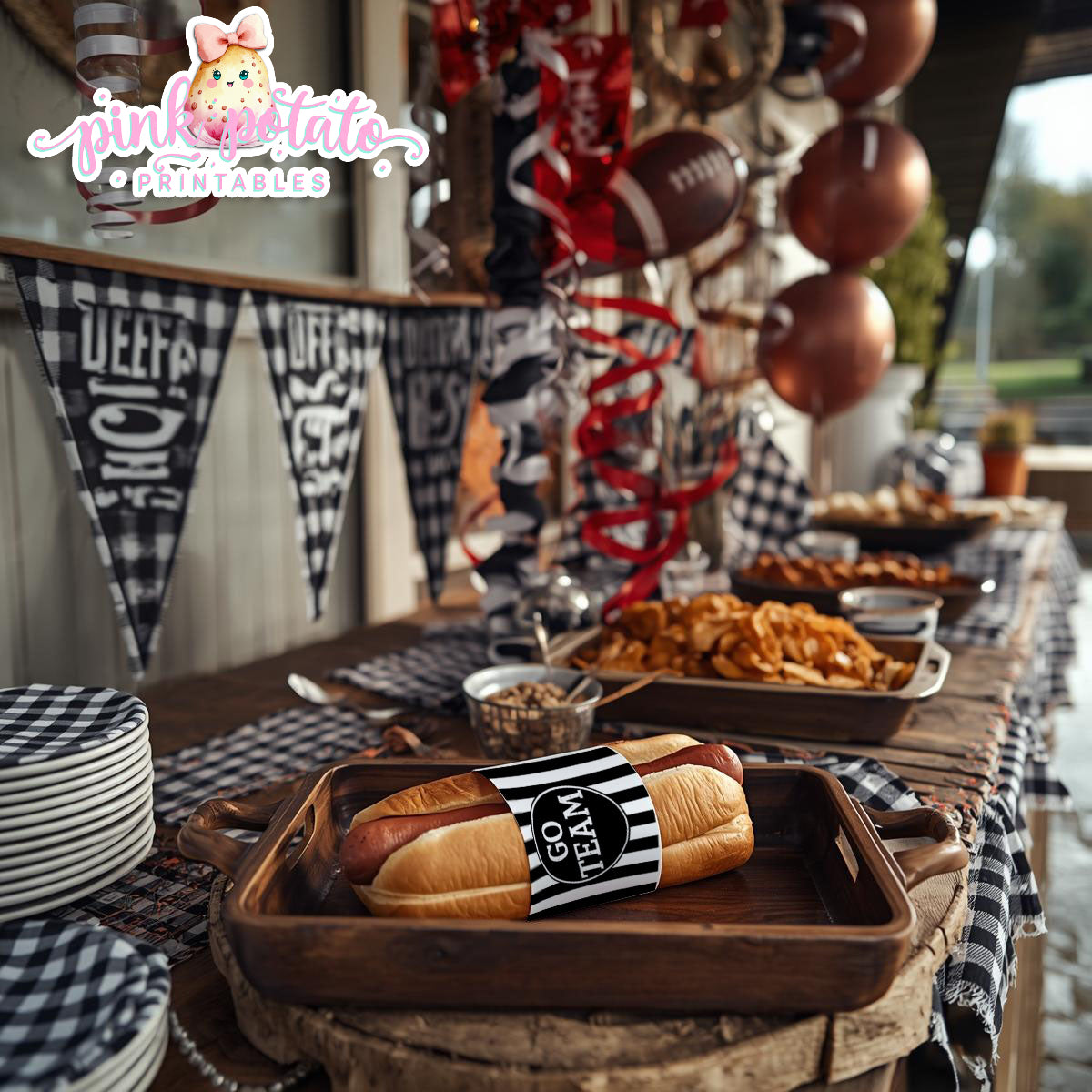 Super Bowl-Hot Dog Bands/Wrappers-Football-Superbowl Decorations-Referee-Super Bowl Sunday-Sports-Digital-INSTANT DOWNLOAD