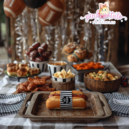 Super Bowl-Hot Dog Bands/Wrappers-Football-Superbowl Decorations-Referee-Super Bowl Sunday-Sports-Digital-INSTANT DOWNLOAD