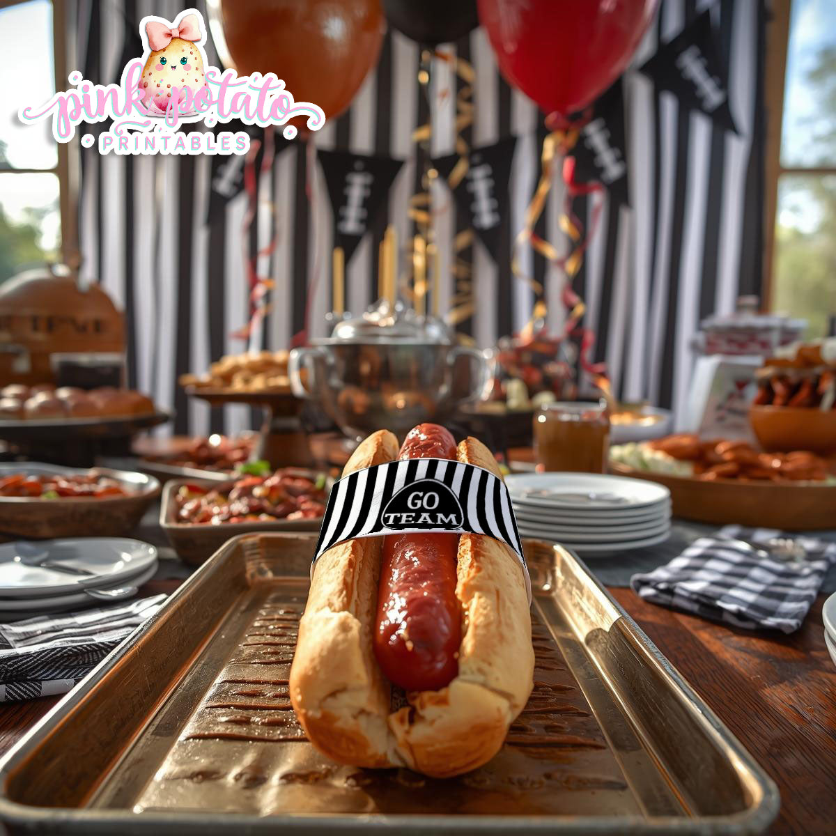 Super Bowl-Hot Dog Bands/Wrappers-Football-Superbowl Decorations-Referee-Super Bowl Sunday-Sports-Digital-INSTANT DOWNLOAD