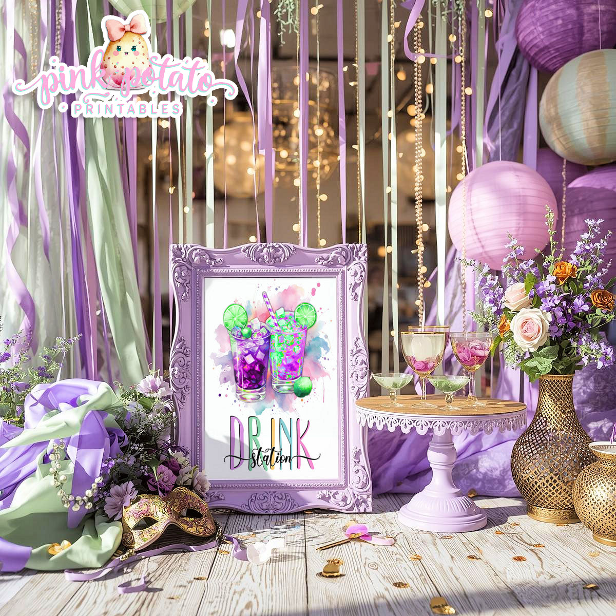 Mardi Gras-Party Signs-Buffet Signs-Food Table Sign-Drink Station Sign-Mardi Gras Theme-Fat Tuesday-Party Printable-Digital-INSTANT DOWNLOAD