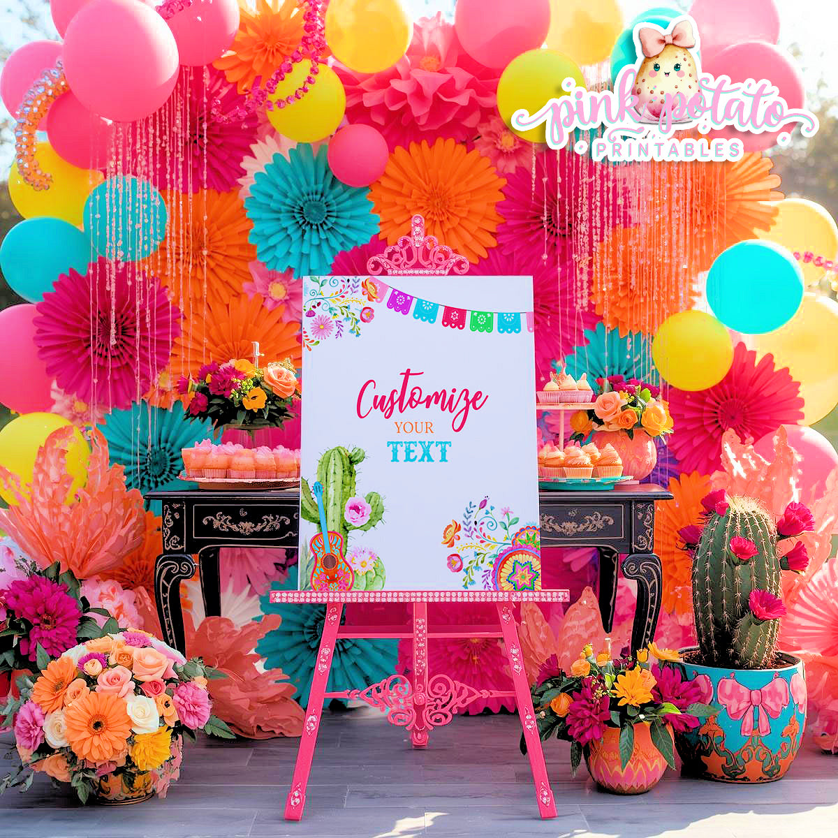 Fiesta-PERSONALIZED PARTY SIGNS-3 Sizes-Editable in Corjl-8x10-16x20-11x17-Cinco De Mayo-Taco Tuesday-Margarita Monday-INSTANT DOWNLOAD