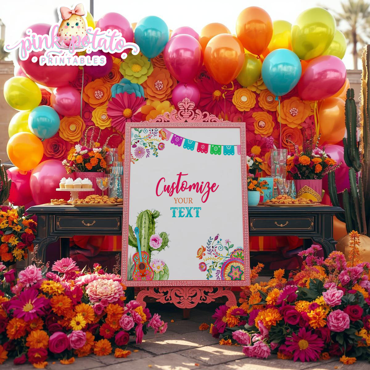 Fiesta-PERSONALIZED PARTY SIGNS-3 Sizes-Editable in Corjl-8x10-16x20-11x17-Cinco De Mayo-Taco Tuesday-Margarita Monday-INSTANT DOWNLOAD
