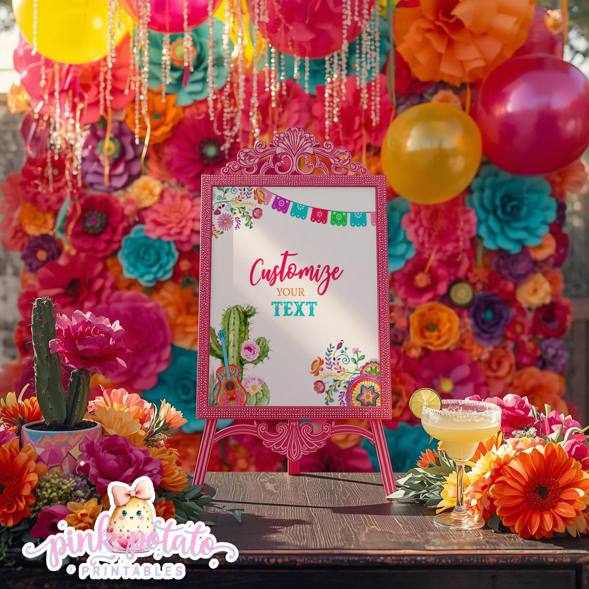 Fiesta-PERSONALIZED PARTY SIGNS-3 Sizes-Editable in Corjl-8x10-16x20-11x17-Cinco De Mayo-Taco Tuesday-Margarita Monday-INSTANT DOWNLOAD