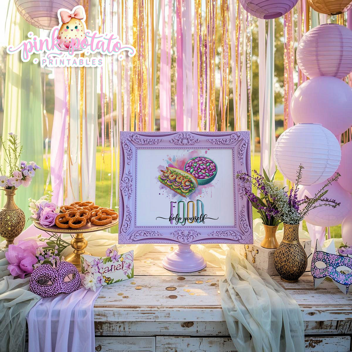 Mardi Gras-Party Signs-Buffet Signs-Food Table Sign-Drink Station Sign-Mardi Gras Theme-Fat Tuesday-Party Printable-Digital-INSTANT DOWNLOAD