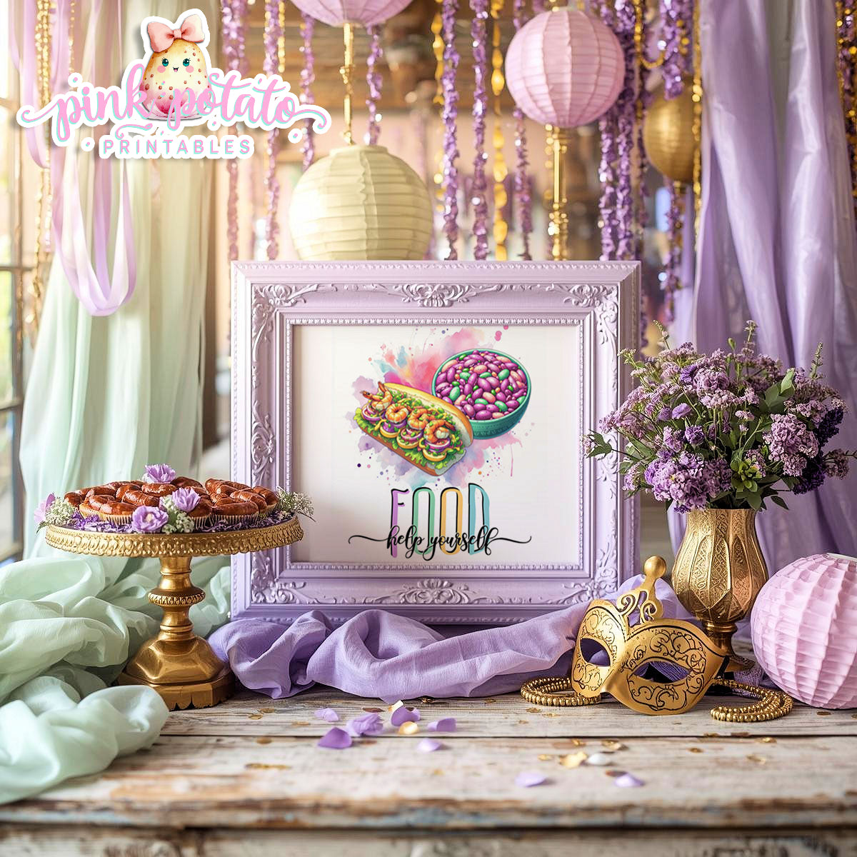 Mardi Gras-Party Signs-Buffet Signs-Food Table Sign-Drink Station Sign-Mardi Gras Theme-Fat Tuesday-Party Printable-Digital-INSTANT DOWNLOAD