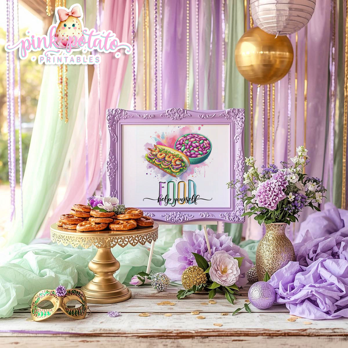Mardi Gras-Party Signs-Buffet Signs-Food Table Sign-Drink Station Sign-Mardi Gras Theme-Fat Tuesday-Party Printable-Digital-INSTANT DOWNLOAD